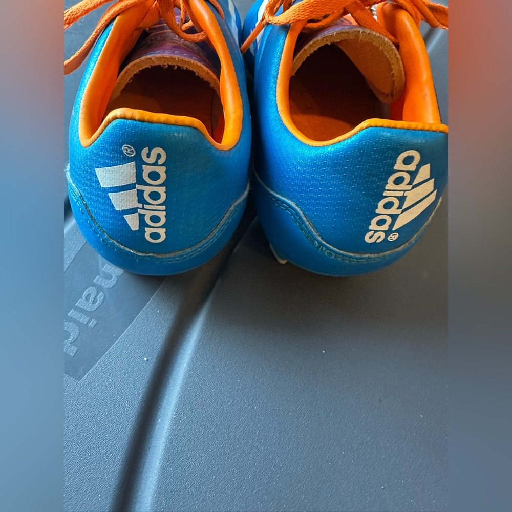 Adidas Outdoor Soccer Cleats Shoes Boys Solar Blue F10 TRX US 1 Orange Kids - Picture 6 of 9